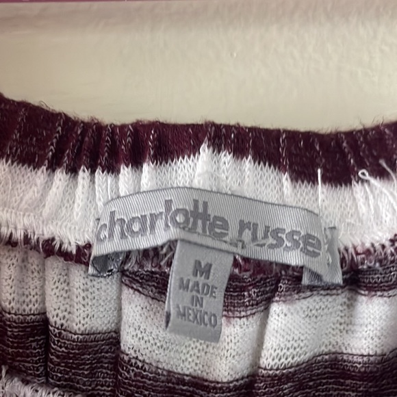 Charlotte Russe Burgandy & White Striped Top- Size Medium - Picture 4 of 5